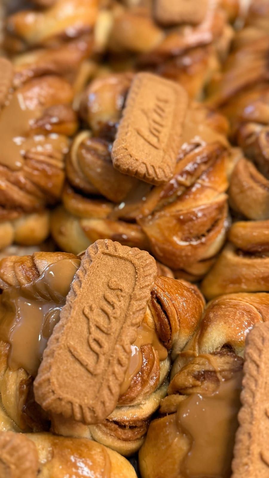 Lotus-Schnecken mit Karamellcreme und Keks, frisch vom Blech